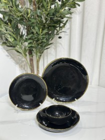 طقم صحون سفرة 24 قطعة اسود
