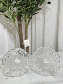 طقم 6 صحون فواكة شفاف بحيف ذهبي