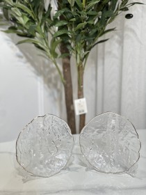 صحن تقديم فواكة شفاف بحيف ذهبي