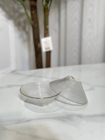 طقم زبدية 6 قطع شفاف بحيف ذهبي