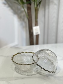 زبدية شفاف بحيف ذهبي حجم صغير