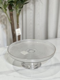 طبق تقديم ضيافة مع قاعدة شفاف بحيف ذهبي