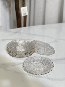 طقم 6 صحون فواكة شفاف بحيف ذهبي