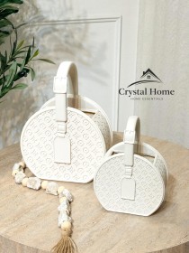 طقم شنط ديكور قطعتين ماركة LV اوف وايت