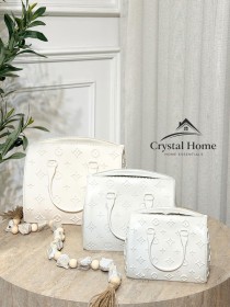 طقم شنط ديكور 3 قطع ماركة LV اوف وايت