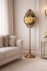 ساعة ديكور مضيئة باللون العسلي