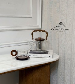 إبريق شاي زجاج بغطاء ويد خشبية + مصفاة