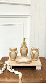 طقم مصابن 4 قطع شايش بيج بنقشة