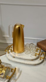 طقم صواني جرانيت بأيدي نحاس