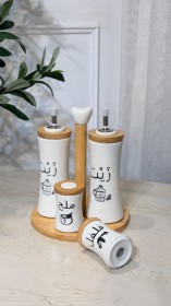 طقم مزايت عدد 2 + مملحة وفلفل + ستاند