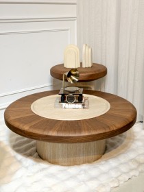 طاولة وسط قطعتين خشب تقيل شكل فطر