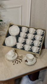 طقم فناجين قهوة 12 فنجان + 12 صحن بنقشة مميزة