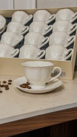 طقم فناجين قهوة 12 فنجان + 12 صحن بنقشة مميزة