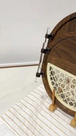 طقم صواني تقديم خشبي بالشكل الدائري