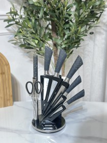 طقم سكاكين + مقص وستاند