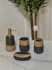 طقم مصابن 4 قطع باللون الاسود والبيج