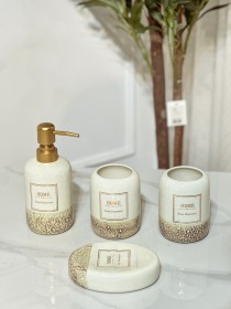 طقم مصابن 4 قطع باللون الابيض والبيج