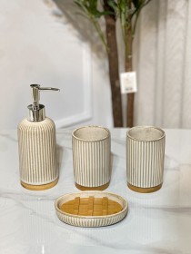 طقم مصابن 4 قطع باللون البيج بتموجات بني