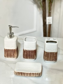 طقم مصابن 4 قطع باللون الابيض والبني