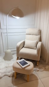 كرسي هزاز بيج + مخدة + بوف