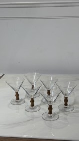 طقم 6 كاسات عصير زجاج وخشبي 1