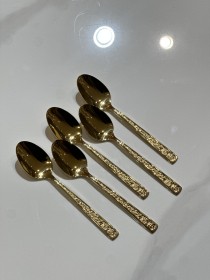 طقم 6 معالق الحجم الصغير ذهبي محجر